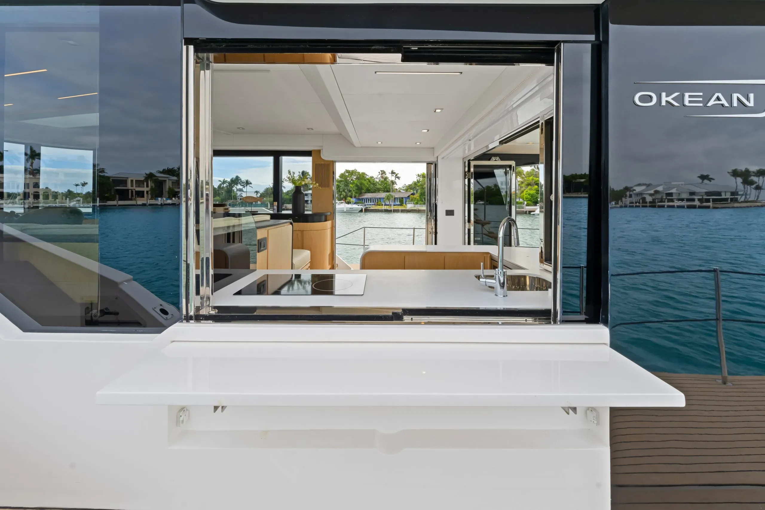 OKEAN 52 — galley window opening to the aft deck